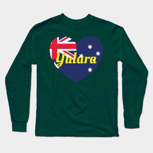 Yulara NT Australia Australian Flag Heart Long Sleeve T-Shirt